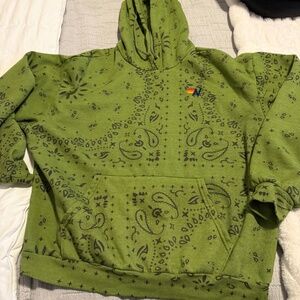Aviator Nation Bandana Relaxed Pullover Hoodie in Palm Size M